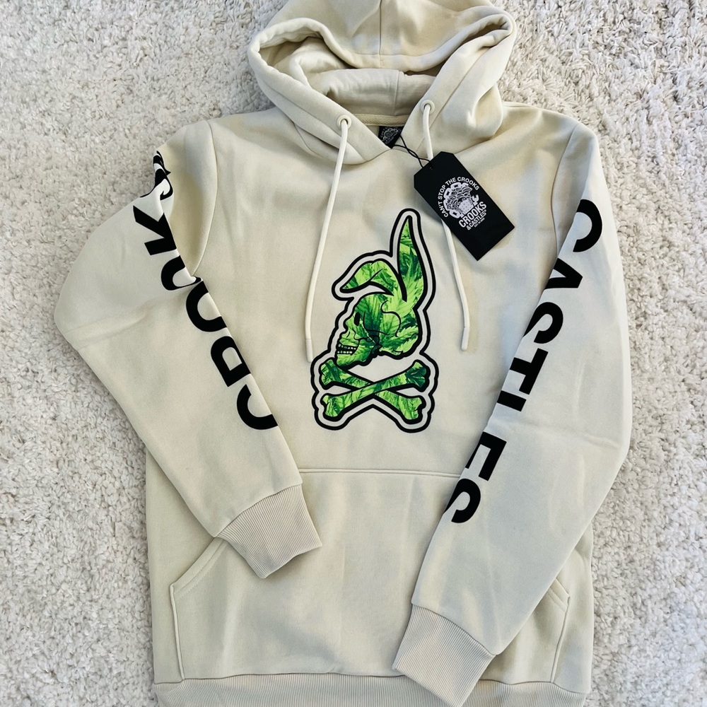 Crooks & Castles Beige Hoodie with Green Design